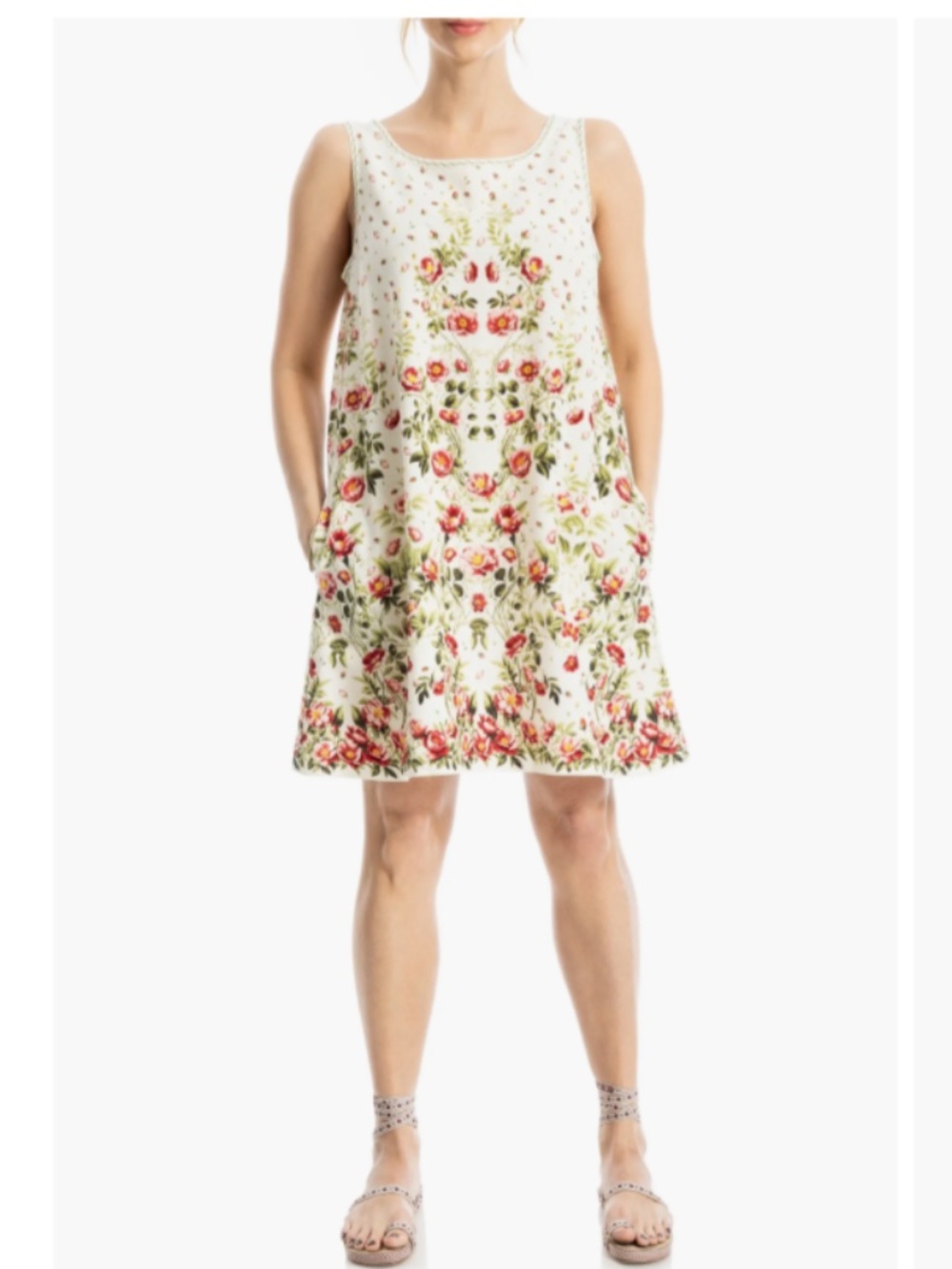 Max Studio London Floral Linen Blend Shift Dress NWT XS